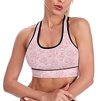Pink Rose Women's Sports Bra Wirefree Breathable Yoga Vest Racerback Padded Workout Tank Top