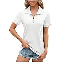 Womens Quarter Zip Golf Polo Shirts Short Sleeve Quick Dry Tennis Athletic Tops 1/4 Zip Up Casual Workout Tees Shirt