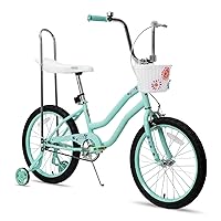 JOYSTAR 20 Inch Girls Bike with Training Wheels, Banana Seat Bike for Girls Ages 7-12 Years Old, Kids' Girls Bicycle with Front Handbrake and Coaster Brakes, Kickstand Included