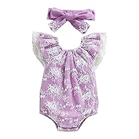 Girls Romper Two Piece Lace Fly Sleeve Mesh Romper And Lace Head Scarf Cotton Suit Toddler Leotard Long Sleeve