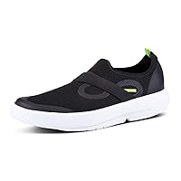 OOFOS OOmg Low Shoe, White & Black - Men’s Size 8 - Lightweight Recovery Footwear - Reduces Stress on Feet, Joints & Back - Machine Washable
