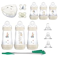 Baby’s First Gift Set, 0+ Months, 5oz and 9oz Anti-Colic Bottles with Self-Sterilization, SkinSoft Silicone Nipples and Pacifiers, Dishwasher Safe Formula Dispenser and Bottle Brush, Unisex