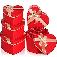 Resurhang 4 Pcs Mother's Day Heart Shaped Box for Flower Arrangement Heart Gift Box with Lid for Present Candy Gift Treat Box for Floral Packaging Mothers Day Birthday Wedding(Red, Classic)