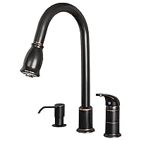 Laguna Brass 1170TB Designer Single Handle Pull-Down Kitchen Faucet with Soap/Lotion Dispenser, 16