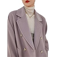 Aautumn Winter Women Cashmere Coat khaki Loose Lace Wool Overcoat Length Raglan Sleeves Thickening Jacket