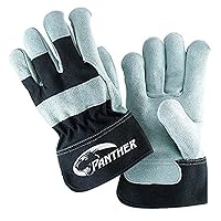 Galeton Panther Select Leather Palm Gloves Safety Cuff Black and Gray 12 Pack 2134, Medium (2134-M)