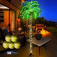 Lighted Palm Trees, 8FT LED Artificial Palm Tree with 5 Coconuts, Light Up Tropical Palm Trees for Christmas, Indoor, Outdoor, Garden, Patio, Party, Pool, Beach Decor