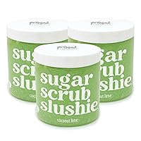 Primal Elements Sugar Scrub Slushie, Hydrate, Exfoliate, & Moisturizing Scrub for Hands, Body, and Face, Gifts for Her (10 oz each) – Coconut Lime (Pack of 3)