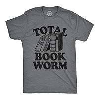 Mens Total Book Worm T Shirt Funny Nerdy Reading Novel Lovers Tee for Guys