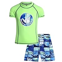 Body Glove Boys’ Rash Guard Set - UPF 50+ Swim Shirt and Bathing Suit Trunks - Swimwear Set for Boys (4-12)