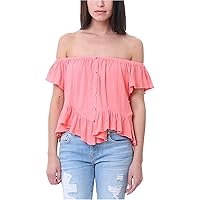 We The Free Womens Mint Julep Butterfly Sleeves Peplum Button-Down Top