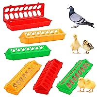 6 Pieces Plastic Flip Top Bird Small Poultry Feeder Quail Chick Feeder Waterer Poultry Feeding Tray Trough Dish Dispenser No Mess No Waste for Brooder Chickens Ducks Quails Pigeon Birds