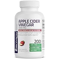 Apple Cider Vinegar 3000 MG per Serving Extra Strength - Non-GMO, 200 Vegetarian Tablets
