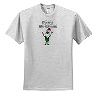 3dRose Funny Cute Dill Pickle Santa Claus Merry Christmas Cartoon - T-Shirts (ts_338679)