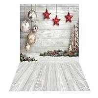 Allenjoy 3x5ft White Wood Christmas Party Photography Backdrop for Portrait Winter Snow Wooden Floor Xmas Background Newborn Baby Shower New Year Party Banner Decor Photo Studio Props