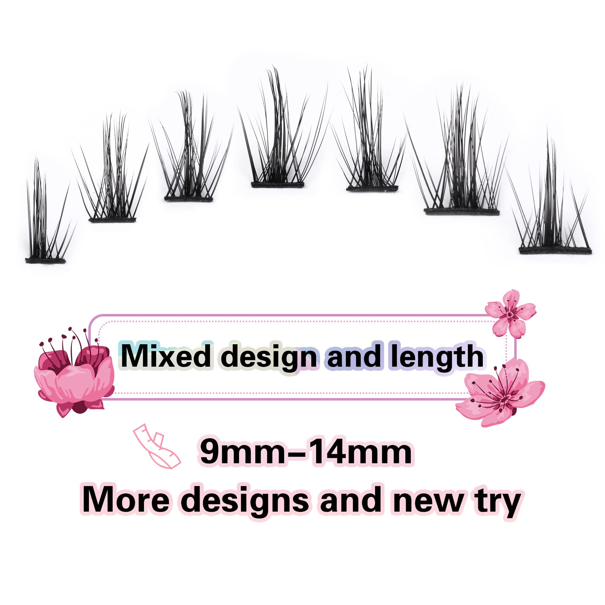 Individual Manga Lashes Clusters Natural Look Eyelashes Spiky Little Devil Wispy Mixed Length DIY Lash 14mm Hybrid Asian Japan Lashes Mink False Eyelashes by Winifred