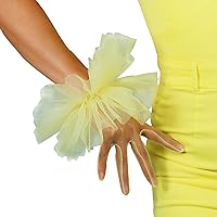 Women Fashion Ruffle Gloves White Clown Cuffs Puffy Wrist Tulle Gloves Touchscreen Dressy Evening Tea Party