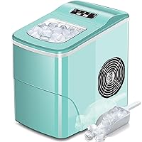 AGLUCKY Ice Makers Countertop with Self-Cleaning, 26.5lbs/24hrs, 9 Cubes Ready in 6~8Mins, Portable Ice Machine with 2 Sizes Bullet Ice/Ice Scoop/Basket for Home/Kitchen/Office/Bar/Party, Green