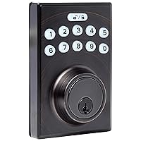 Electronic Keypad Deadbolt Door Lock with Touch-Control Keyless Entry, Keyed Entry Option, Contemporary, Oil Bronze