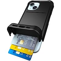 Scooch iPhone 15 Case with Card Holder, Wingmate for iPhone 15 Wallet Case with Hidden Card Slot and RFID Protection, Holds up to 4 Cards, 10-Foot Drop Protection, Black
