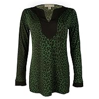 Michael Kors Women's Printed Jersey Knit V-Neck Tunic Shirt-M-S