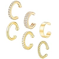 6Pcs Ear Cuff for Women 14K Gold Plated Cuff Earrings for Girls Gold Ear Cuffs Non Pierced Ear Clips Cartilage Earring Women Jewelry