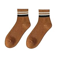 Low-Cut Socks Striped Wool Hosiery Winter Thick And Fleece Comfortable Warm Men Medium Length Casual Cushioned