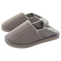 Womens Mens Soft Knitted House Slippers Warm Cozy Closed Back Slip on Indoor Shoes
