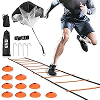 Agility Ladder Speed Training Ladder Workout Ladder with 6 or 10 Cones 12 Rung 20ft with Resistance Parachute