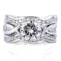 Kobelli Moissanite Crossover Bridal Set 1 3/4 Carat (ctw) in 14k White Gold - 3 Piece Set