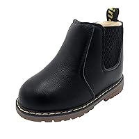 Toddler Girls Chelsea Boots Side Zip Flat Ankle Boots with Elastic Side Tabs