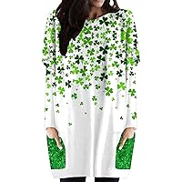 St Patricks Day Cute T Shirt Girl Round Neck Pullover Novelty Funny Graphic Long Sleeve T Shirts Casual Blouse with Pock