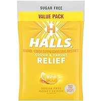 DM Max Strength Cough Syrup with Chest Congestion Relief & 180 Halls Honey Lemon Sugar Free Cough Drops Bundle