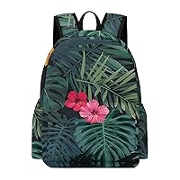 Hibiscus Floral Tropical Palm Pattern Men's Travel Backpack Lightweight Casual Daypack Laptop Bag for Women Graphic Print