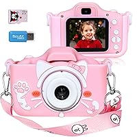 Kids Camera for Girls, Digital Camera for Kids Toys Children Selfie Photo Video Camera with 32GB SD Card, Gifts for Girls and Boys Age 3 4 5 6 7 8 9Years Old