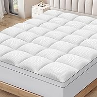 Twin XL Mattress Topper for Back Pain Extra Thick Mattress Pad Cover with 8-21 Inch Deep Pocket Pillow Top Mattress Topper Overfilled with Down Alternative, White