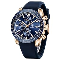 Benyar Men's Watch Quartz Sport Chronograph Fashion Brands Business Watch Men's Brown Leather Watch Waterproof Scratch-Resistant Analogue Automatic Date Elegant Gift Watch