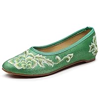 LUXINYU Women's Slip on Flats,Traditional Chinese Style Embroidered Round Toe Ballet Flats Shoes