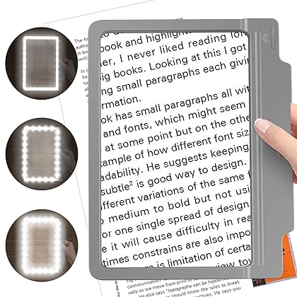 4X Magnifying Glass for Reading, Large and Lightweight Magnifier with 36 Ultra-Bright Dimmer LED Lights Provide Full-Page Viewing Area Evenly Lit Perfect for Low Vision Person and Seniors(Grey)