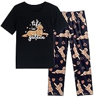 Vopmocld Kids Short Sleeve Long Pants Cartoon Cute 2PCS Sleepwear Casual Loungewear Unisex Child Size 6 Years to 14 Years