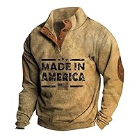 Mens Corduroy Sweatshirts Button Up Long Sleeve Shirt With Elbow Patched Stand Collar Outdoor Casual Pullover