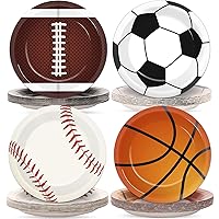 ZOIIWA 80Pcs Sports Themed Birthday Party Supplies All Star Plates Baseball Football Soccer Basketball Dinnerware Plates Superstar Disposable Paper Plates for Boy Birthday baby shower Party Decor