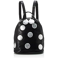Women Dot Leather Mini Backpack, 10 Black