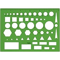 Westcott T-816 All-Purpose Technical Drawing Template, Plastic Shape Template Tool, Green, 4.5 by 6 In