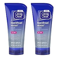 Clean & Clear Blackhead Eraser Oil-Free Facial Scrub with 2% Salicylic Acid Acne Medication, Exfoliating Daily Face Scrub for Acne-Prone Skin Care, Coconut, 5 Oz, Pack of 2