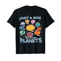 Just A Boy Who Loves Planets Funny Science Solar System Kids T-Shirt