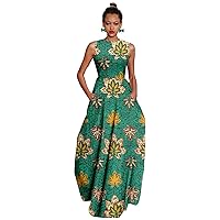 African Dashiki Dresses for Women Customized Sleeveless Floor-Length Dress Ankara Cotton Dress