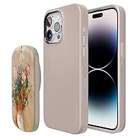 Casely Bundle with Case Compatible with iPhone 15 Pro Max Bold Case Power Pod MagSafe Compatible Battery Pack | Taupe on Nude | Neutral Solid Beige Aesthetic Cream Phone Case | Vase