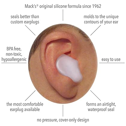 Mack's Pillow Soft Silicone Earplugs - 6 Pair, Value Pack – The Original Moldable Silicone Putty Ear Plugs for Sleeping, Snoring, Swimming, Travel, Concerts and Studying | Made in USA