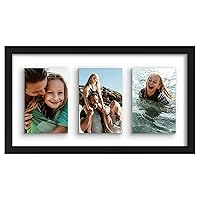 Americanflat 9x17 Collage Frame in Black - Use as Three 4x6 Picture Frames with Floating Effect or One 9x17 Picture Frame - Slim Molding Photo Frame with Engineered Wood and Shatter-Resistant Glass